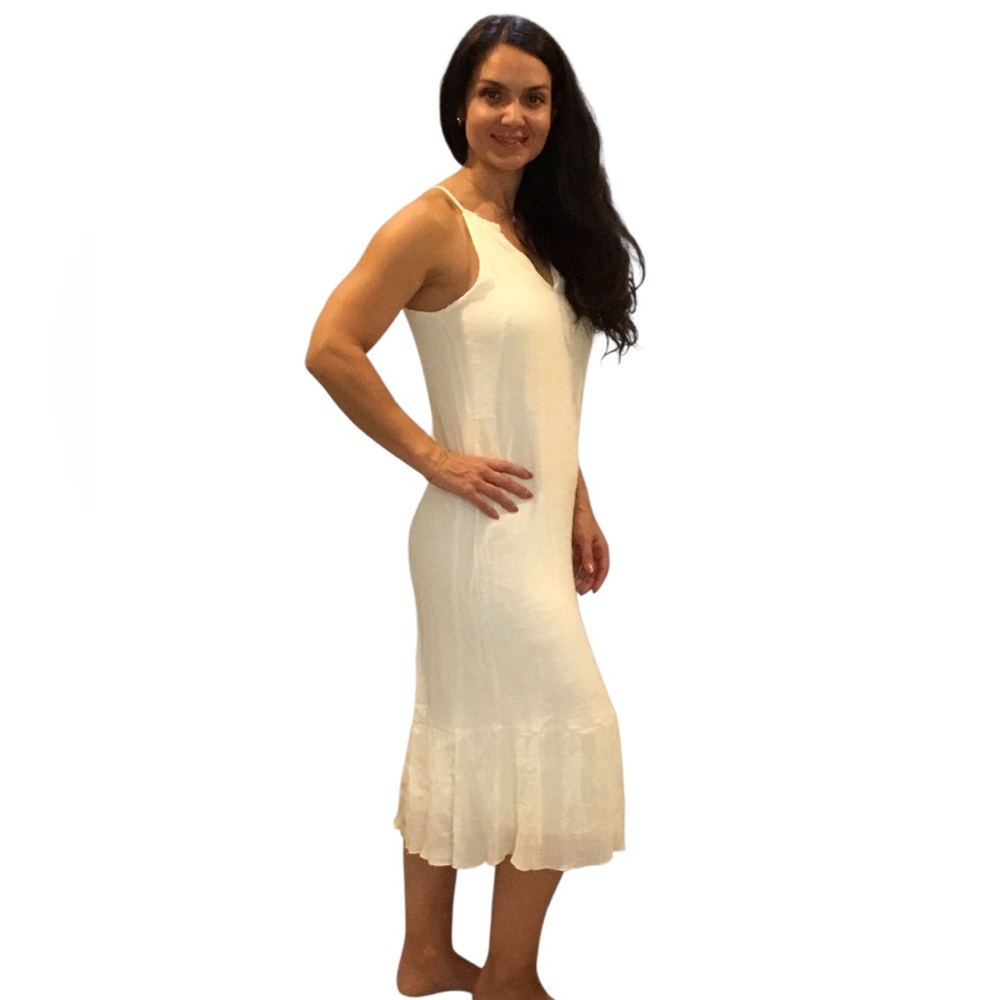 Women’s White Midi Dress - Lightweight Sleeveless - Picture 3 of 7